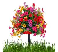 Generico Fake Outdoor Flowers - Realistic Ground Stakes, Large Bundle with UV Protection, Weatherproof Silk Material, Vibrant Floral Decor, for Landscape Yard Lawn Pathway Party, Like New Appearance