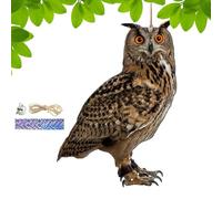 Generico Fake Owl Decoy Bird Scarecrow Sculpture | Rotating Head Owl | Decorative Scarer Pendant with Bell- Fake Bi-rd Scare Device | Waterproof Patio Balcony Garden Decorations