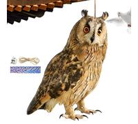 Generico Fake Owl Decoy Bird Scarecrow Sculpture | Rotating Head Owl | Decorative Scarer Pendant with Bell- Fake Bi-rd Scare Device | Waterproof Patio Balcony Garden Decorations