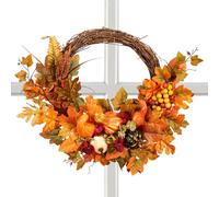Generico Fall Door Wreath | Maple Leaves Pumpkin Thanksgiving Wreath Fall Decor | Artificial Party for Indoor Outdoor Living Room Bedroom Fireplace Porch Yard Garden Patio