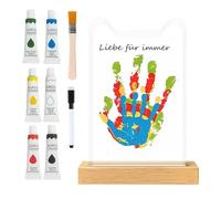 Generico Family Handprint Kit, Acrylic Keepsake Frame, Animal Paw Print Design, Premium Keepsake with Wood Base, Elegant Style with Personalized-Touch, Meaningful Gift for Birthday Wedding