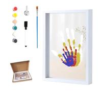 Generico Family Handprint Kit,Handprint Keepsake Frame,DIY Craft Keepsake Wooden,Handmade Wooden Frame for New Parents, Couples Crafts and Family Memory Gift for Wall or Table Display (White)