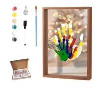Generico Family Handprint Kit,Handprint Keepsake Frame,DIY Craft Keepsake Wooden,Handmade Wooden Frame for New Parents, Couples Crafts and Family Memory Gift for Wall or Table Display (Brown)
