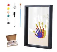 Generico Family Handprint Kit,Handprint Keepsake Frame,DIY Craft Keepsake Wooden,Handmade Wooden Frame for New Parents, Couples Crafts and Family Memory Gift for Wall or Table Display (Black)