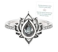 Generico Fanculo il mio anello di loto traumatico, S925 argento regolabile anelli di fiori di loto, anello di ispirazione regali di gioielli per le donne Sorelle Amici (9,Argento)
