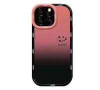 Generico Fangcase Gradient Matte for iPhone Case Love You & Lucky Smiley Designs, Fangcase Matte Phone Case, for iPhone16/15/14 (Lucky,15 Plus)