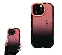 Generico Fangcase Gradient Matte for iPhone Case Love You & Lucky Smiley Designs, Soft Shockproof TPU Protective Case for iPhone 16/15/14/13/12 Series (Lucky,16)