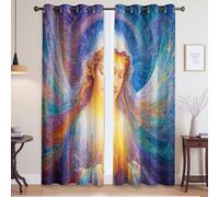 Generico Fantasia Angelo Maria Tende Per Salotto - Privacy Tende con Drappeggio, Colorato, 150L x 245A cm (2 Pannelli) 59"x96"