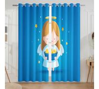 Generico Fantasia Angelo Stelle Tende Per Salotto - Poliestere Tende con Occhielli, Blu, 150L x 245A cm (2 Pannelli) 59"x96"