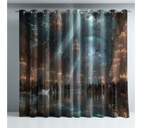 Generico Fantasia Tenda Isolante Microfibra Blu Misterioso Sottomarino Sala da Ballo Insonorizzata Morbida Termiche Isolanti per Cameretta dei Bambini 140L x 200A cm (2 Pannelli)