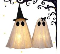 Generico Fantasma Illuminato 2 Pezzi Centrotavola con Cappello da E | Decorazione Da Tavolo Con Luce Calda Per Casa Soggiorno Camera Da Ufficio Mensola Scaffale Per Libri