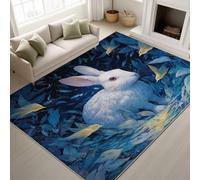 Generico Fantasy Piume Tappeti a pelo corto Coniglio Uccello Morbido Tappeti per soggiorno, camera da letto e cucina, per cameretta dei bambini (Blu Ghiaccio Tappeti, 120 cm x 160 cm)