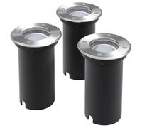 Generico Faretti Carrabili da Esterno a LED 3 pz Rotondi,Illuminazione,Illuminazione da giardino-42412