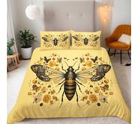 Generico Farfalla Parure Copripiumino Matrimoniale 155x220cm Falena Farfalla Gotica Copripiumino Ragazza Set di Biancheria da Letto Microfibra Cerniera Nascosta 3 Pezzi e 2 x Federe 50x75cm