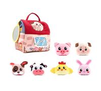 Generico Farm Play-Set, Stuffed Animal Pretend Play Set, Barn House Carrier Toy, Cute Plush Animals, Built-In Mirror Feature for Easter Basket Stuffers Christmas Birthday Gift
