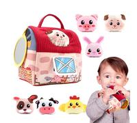 Generico Farm Playsets Toys, Stuffed Animal Set, 9.06x5.91in Pretend Barn House, Soft Plush Animals, Built-In Mirror Feature for Easter, Birthday, Christmas, Toddler Present