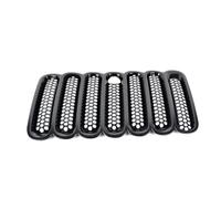 Generico Faro anteriore Per Jeep Per Wrangler JK Per Unlimited 2007-2018 Inserti In Rete Per Griglia Anteriore Con Rivestimento Faro Esterno Fari Anteriori Auto(7pcs Set Black B)