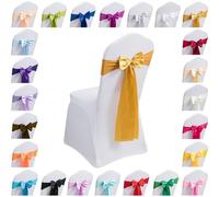 Generico Fasce per sedie 6 10 20 50 100 150 pezzi Fiocchi elastici per sedie, fasce Simplicity per coprisedie, fiocchi per sedie per eventi di feste di matrimonio(Golden yellow,6PCS)