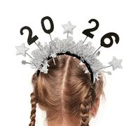 Generico Fascia Felice Anno Nuovo - 2026 Forniture Per Feste Glitter - Fasce Per Capelli In Oro E Argento Con Decorazioni A Stella - per Celebrazione Natale Compleanno Carnevale Maschera Scatto