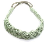 Generico Fascia per capelli in cordoncino di cotone elasticizzato intrecciato a mano, accessorio per capelli sportivo e casual, fascia per yoga, stile bohémien, set da 2 (Verde pasta di fagioli, 4cm)
