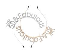 Generico Fascia per Chioma da Donna 50° Compleanno Corona Strass Scintillante Cerchietto Diadema Elegante per Festa e Accessori Chioma Sposa Set 2 Pezzi Oro e Argento