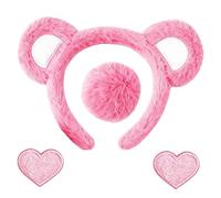 Generico Fascia Per Costume Da Orso - 4 Pezzi Unisex In Peluche Con Spilla A Forma Di Cuore | Costume Testa Da Orso | Per Uso Quotidiano Interno Esterno Casa Vacanza Festa Compleanno Festività San