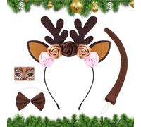 Generico Fascia Per La Testa Con Corna Di Cervo - Copricapo A Forma Di Alce | Corna E Code Di Renna Per Le Feste Natalizie | Per Halloween Festa Per Le Vacanze Cosplay Per Fotografia