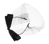 Generico Fascia per la testa in rete ricoperta copricapo di velo fascia per fascinator da donna donne dell'arco dei cappelli affascinanti per le donne tea party funerale Stoffa Nero