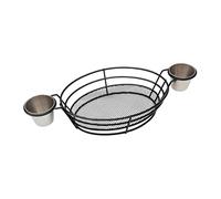 Generico Fast Food Baskets, Reusable Fries Holder with Dipping Bowls, 14.57x6.5x2.95 inches Serving Tray for Hot Dogs, Hamburgers, Sandwiches, Snacks, Popcorn, BBQ, Camping and Parties