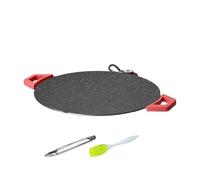 Genérico Fast Heating Nonstick Griddle | Small Grill Indoor with Oil Brush and BBQ Tongs | for Cooking, Barbecue, Breakfast, Steak, Pancake