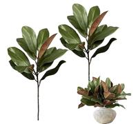 Generico Faux Branches,22 Inch Realistic Magnolia Leaves - Artificial Greenery Stems for Vase | for Flower Arrangement Home Decor Office Wedding Christmas Holiday Table Centerpieces Party