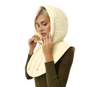 Generico Faux Colletti con cappuccio da donna e ragazza, alto finto colletto rimovibile a mezza giacca, camicia senza maniche, finto collare caldo invernale (Bianco, S/M)