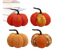 Generico Faux Foam Fabric Pumpkins, Artificial 4 Pieces Halloween Pumpkin Decor 5.91 x 4.72 inches, Home Accessories for Farm Front, Day Entryway, Garden, Yard, Backyard, Outside Home