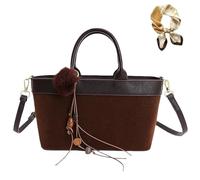 Generico Faux Suede Purse Tote Bag for Women, Trendy Leopard Print Brown Handbag, Vintage Hobo Cheetah Crossbody Shoulder Bag