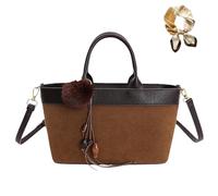 Generico Faux Suede Purse Tote Bag for Women, Trendy Leopard Print Brown Handbag, Vintage Hobo Cheetah Crossbody Shoulder Bag