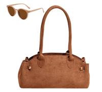 Generico Faux Suede Top Handle Hobo Handbag, Casual Vintage Underarm Bags, Large Capacity Trendy Classic Shoulder Bag for Women