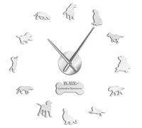 Generico FBIT Labrador Retriever Orologio da Parete DIY Moderno - Semplice da Montare per Interni Casa Ufficio (Argento, 47 pollici)
