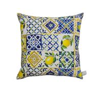 Generico Federa Cuscino Vietrese, Motivo stile costiera con maioliche e limoni, in Misto Cotone, dimensione 40x40cm, 45x45cm, 50x50cm, 60x60cm, 40x30cm, 40x60cm (40x40cm)