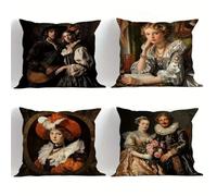 Generico Federe Cuscini Divano Set di 4 Medioevo 40x40cm Federe Moderni Resistente in Lino Biancheria Decorativo, Fodere per Cuscini Quadrate per Divano Letto Sedia Camera da Letto Soggiorno Sv15717