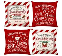 Generico Federe Per Cuscini Natalizie - 4 Pezzi di Fodere Stagionali per Cuscini 45x45 cm,Fodera per Cuscino da Divano - Per Casa Fattoria Camera Da Inverno Divano Canapé Soggiorno Ufficio