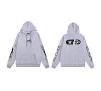 Generico Felpa A Cappuccio Rosso con Design Complesso Come Mostro E Lettere A Maniche Ripetute sul Davanti, Top Casual alla Moda per Uomini E Donne-color06||l