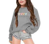 Generico Felpa a Maniche Lunghe per Ragazza,Sweatshirt Senza Cappuccio Accogliente Graziosa Felpe Casual E Comode Divertenti Pullover in Primavera Autunno Bambine Ragazze 4-15 Anni