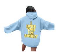 Generico Felpa A Maniche Lunghe Sweatshirt per Il Tempo Libero Felpe Zip Donna Personalizzata Super Soft Touch Scollo Rotondo E Spacco Laterale Coulisse Y2K Moda Streetwear