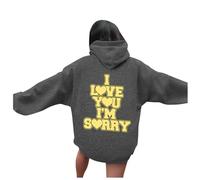 Generico Felpa A Maniche Lunghe Sweatshirt per Il Tempo Libero Felpe Zip Donna Personalizzata Super Soft Touch Scollo Rotondo E Spacco Laterale Coulisse Y2K Moda Streetwear
