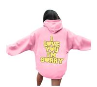 Generico Felpa A Maniche Lunghe Sweatshirt per Il Tempo Libero Felpe Zip Donna Personalizzata Super Soft Touch Scollo Rotondo E Spacco Laterale Coulisse Y2K Moda Streetwear