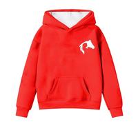 Generico Felpa Bambina con Tema Cavallino Cappuccio e Taschino Maniche Lunghe in Pile Morbido e Confortevole(Red, 8-9 Years)