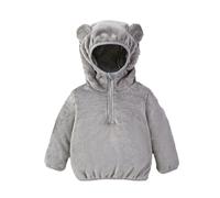 Generico Felpa Bambino con Cappuccio e Orecchie da Orso in Flanella Morbida con Maniche Lunghe Calda e Accogliente per Abbigliamento Casual Invernale per Bambini(Grey, 2-3Years)