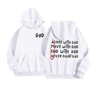 Generico Felpa Bambino con Stampa di Lettere Gesù con Cappuccio e Taschino con Maniche Lunghe Morbida e Accogliente per Autunno e Inverno per Ragazzi e Ragazze 2-13 Anni(White, 12-13 Years)