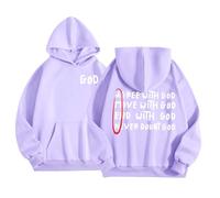 Generico Felpa Bambino con Stampa di Lettere Gesù con Cappuccio e Taschino con Maniche Lunghe Morbida e Accogliente per Autunno e Inverno per Ragazzi e Ragazze 2-13 Anni(Purple, 12-13 Years)