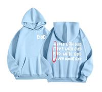 Generico Felpa Bambino con Stampa di Lettere Gesù con Cappuccio e Taschino con Maniche Lunghe Morbida e Accogliente per Autunno e Inverno per Ragazzi e Ragazze 2-13 Anni(Light Blue, 12-13 Years)